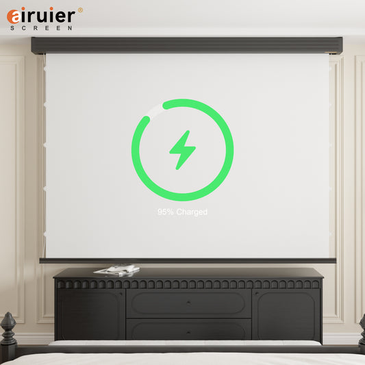 Airuier 120-inch rechargeable motorized retractable cinematic white projector screen