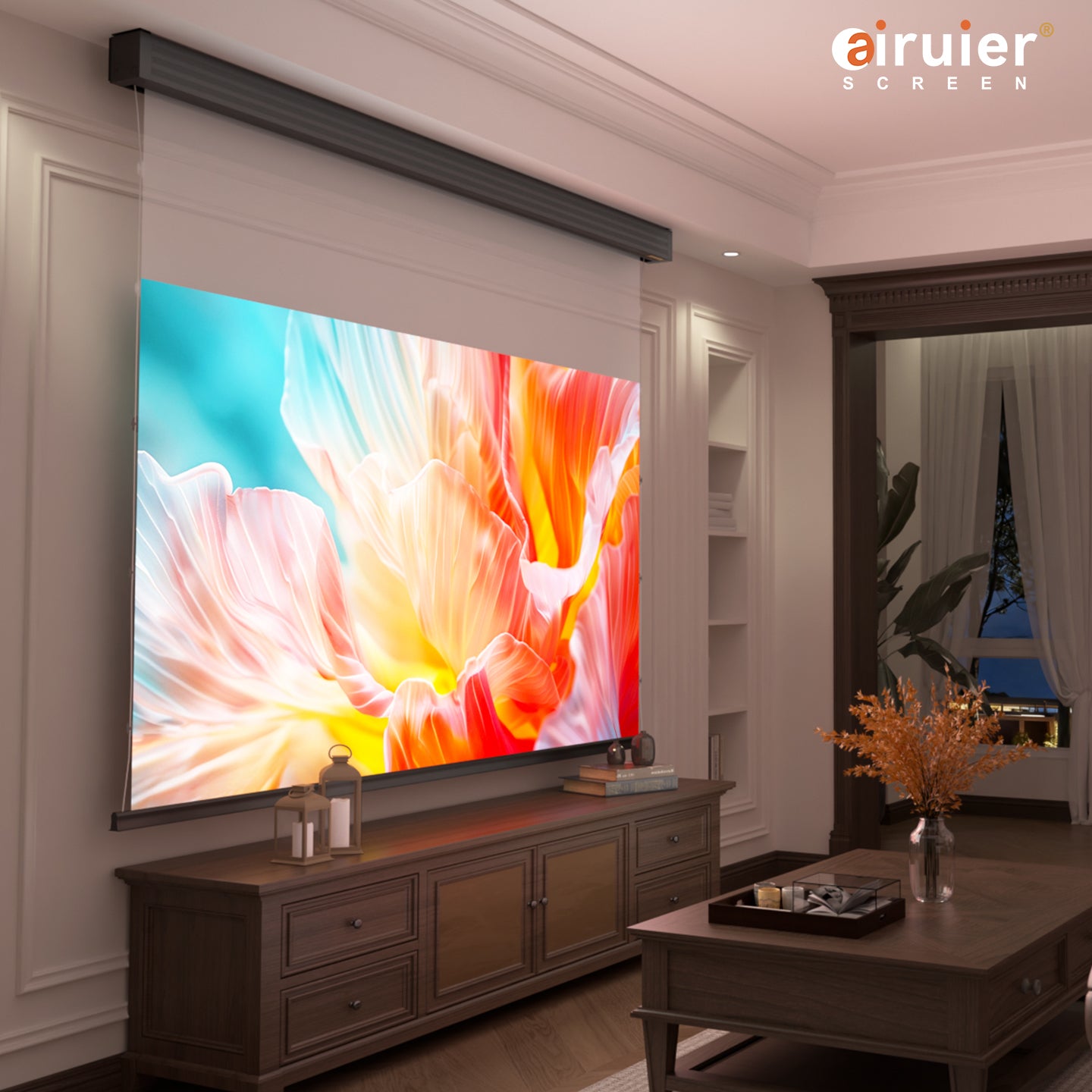 Airuier Ultra-Short Throw White Electric Pull-Down Projection Screen - product photo 13