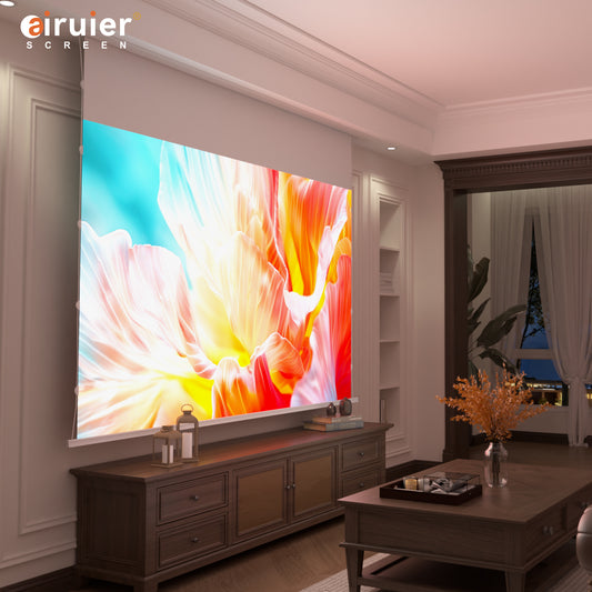 Airuier in-ceiling white photon motorized projector screen
