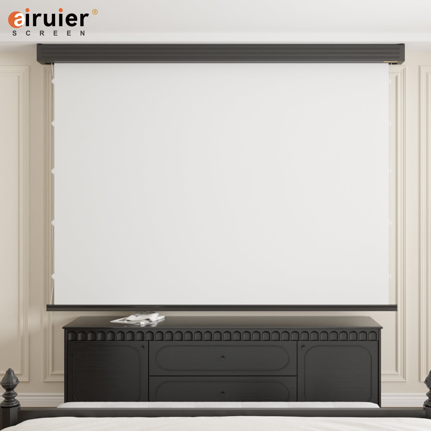 Airuier  Ultra-short shell white electric pull-down projection screen