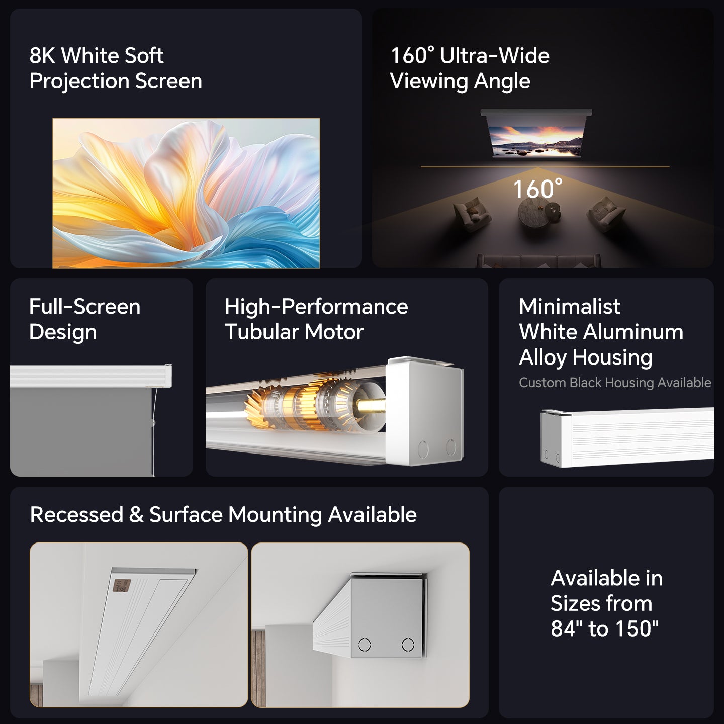 Airuier Electric Tension White Photon Projection Screen
