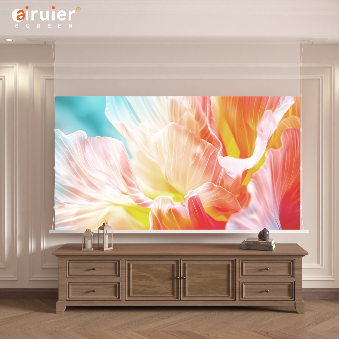 Airuier Motorized In-Ceiling Black Photon ALR Projection Screen - product photo 2