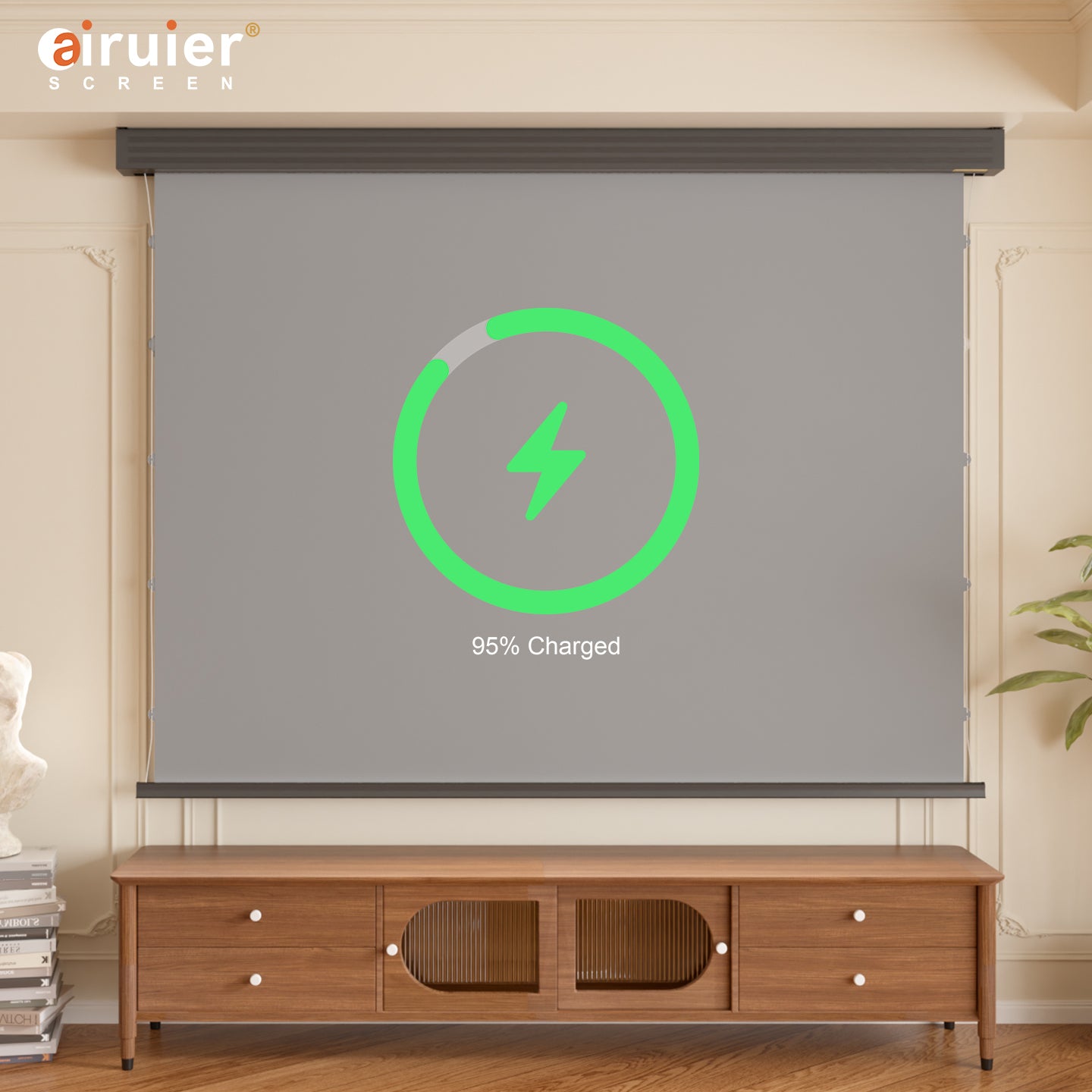Airuier Screen Rechargeable Motorized Drop-Down Photon Grey ALR Projection Screen