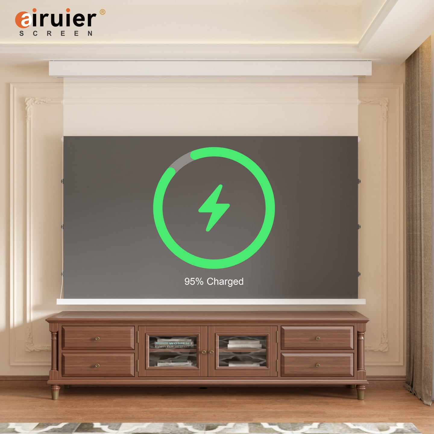 Airuier Rechargeable Fresnel ALR Drop-Down Screen (Long-Throw) - 95% Charged