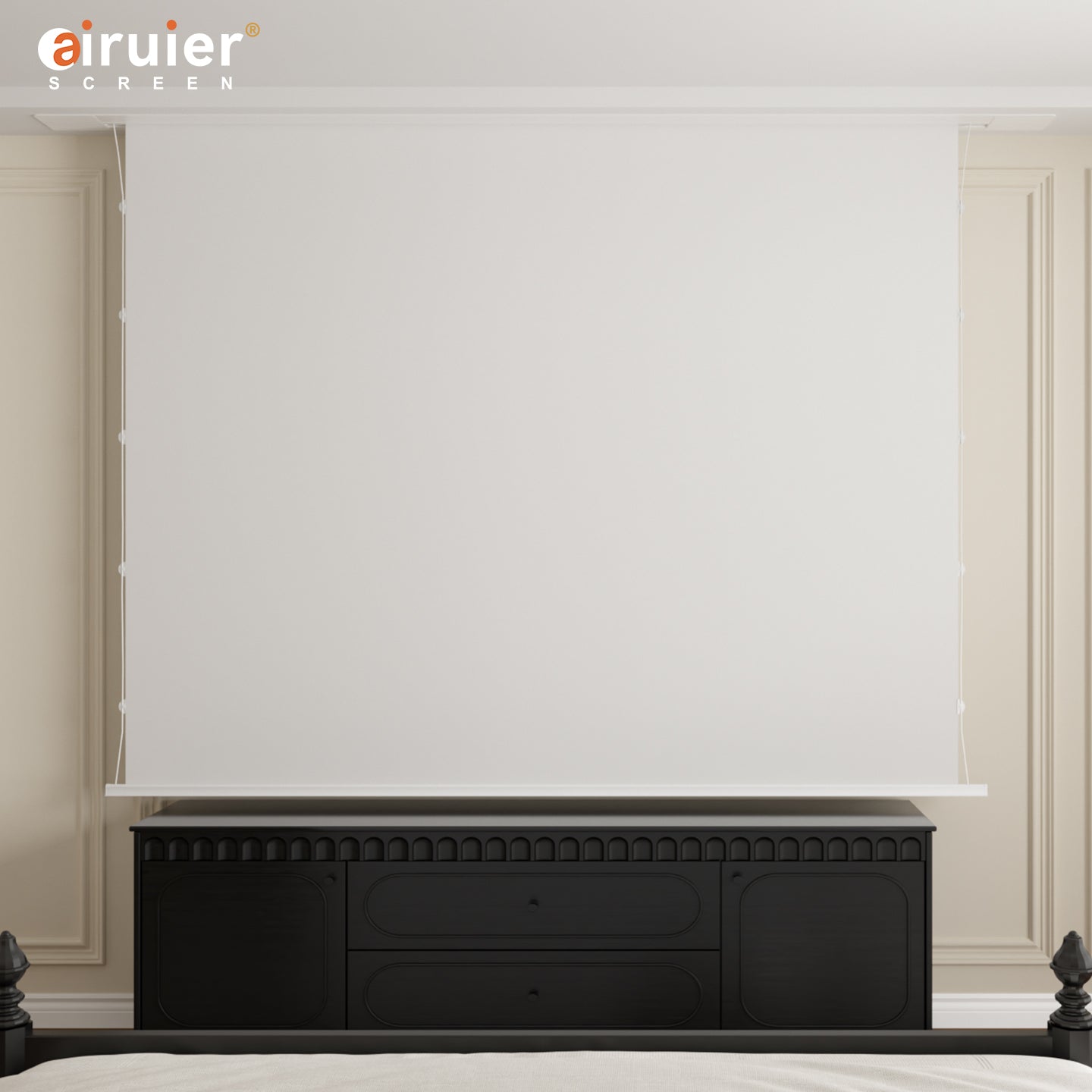 Airuier Recessed In-Ceiling Retractable White Projection Screen - product photo 3