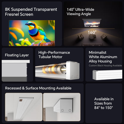 Airuier Motorised Fresnel ALR Drop-Down Screen for Long-Throw Triple-Laser Projectors