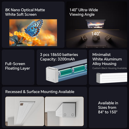 Airuier Screen Rechargeable Motorized Drop-Down Photon Grey ALR Projection Screen