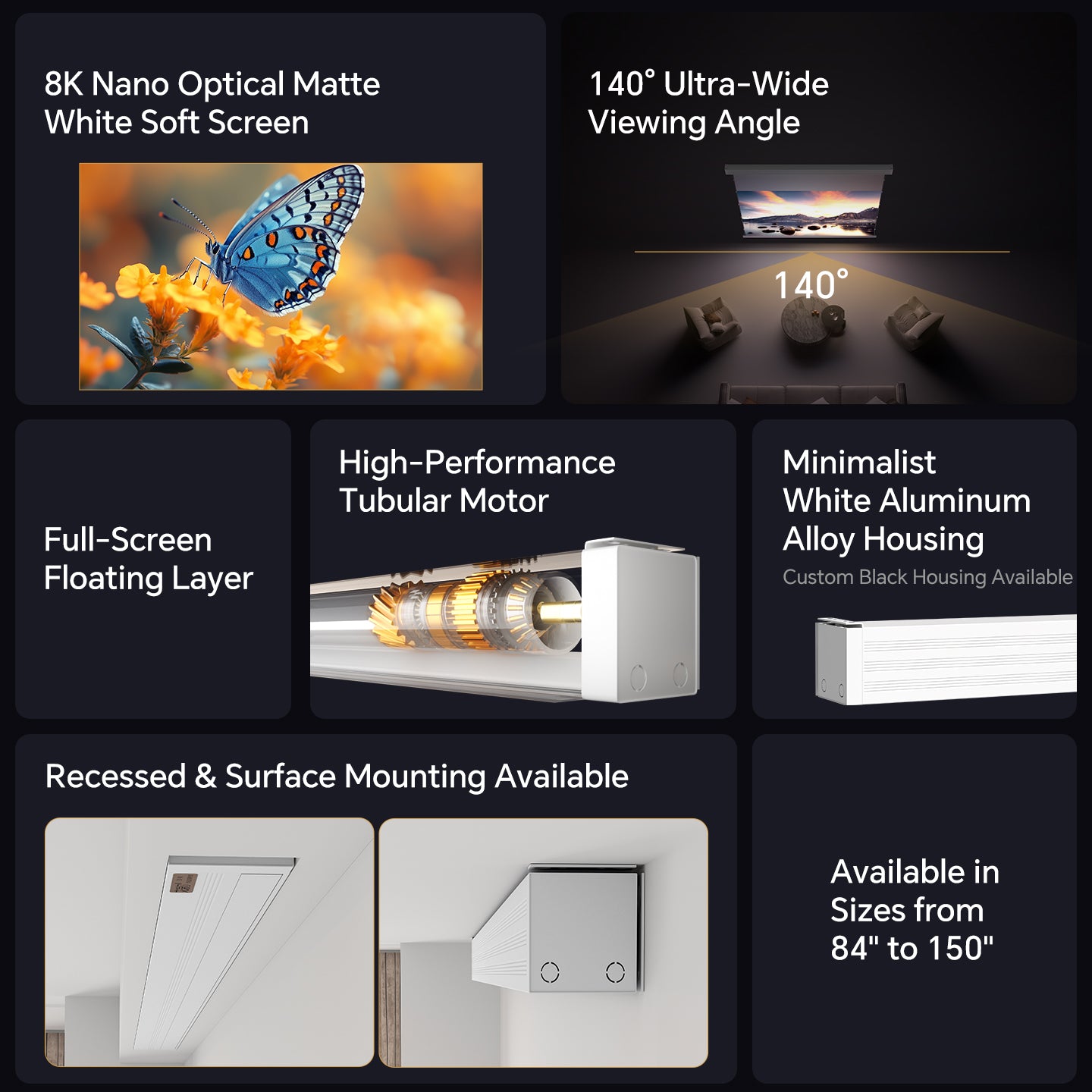 Airuier  Electric Tensioned Gray Photon Long-Focus Projection Screen