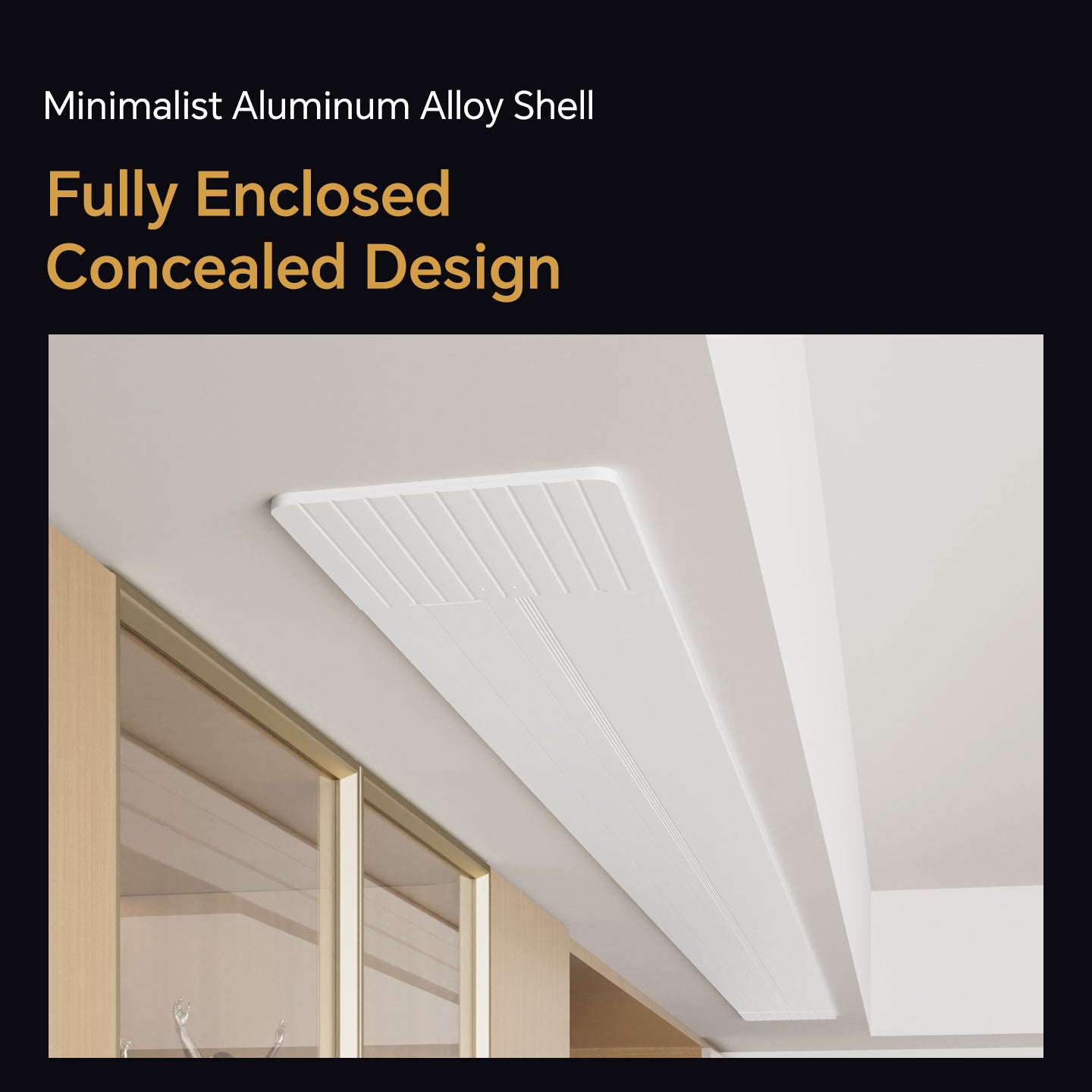 Airuier Motorized In-Ceiling Fresnel ALR Drop-Down Screen (Long-Throw) - Minimalist Aluminum Alloy Shell, Fully Enclosed Concealed Design